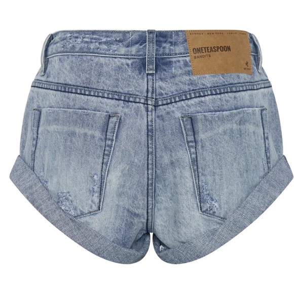 359 One Teaspoon Bandits Jean Shorts Size 28 Color Blue - Picture 2 of 6